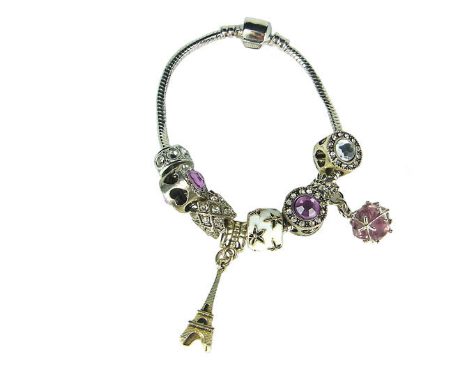 ブレスレット レディース エッフェル塔 大粒ビジュー ラインストーン グリーン ヨーロピアン スネークチェーン mimosa拍卖