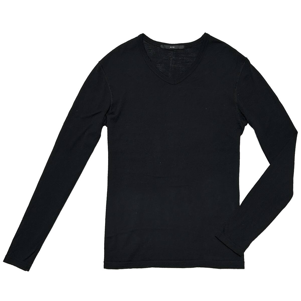 定価3.6万 AKM EXTRA FINE MERINO WOOL V NECK KNIT Sサイズ 黒 ウールVネックニット wjk 1piu拍卖