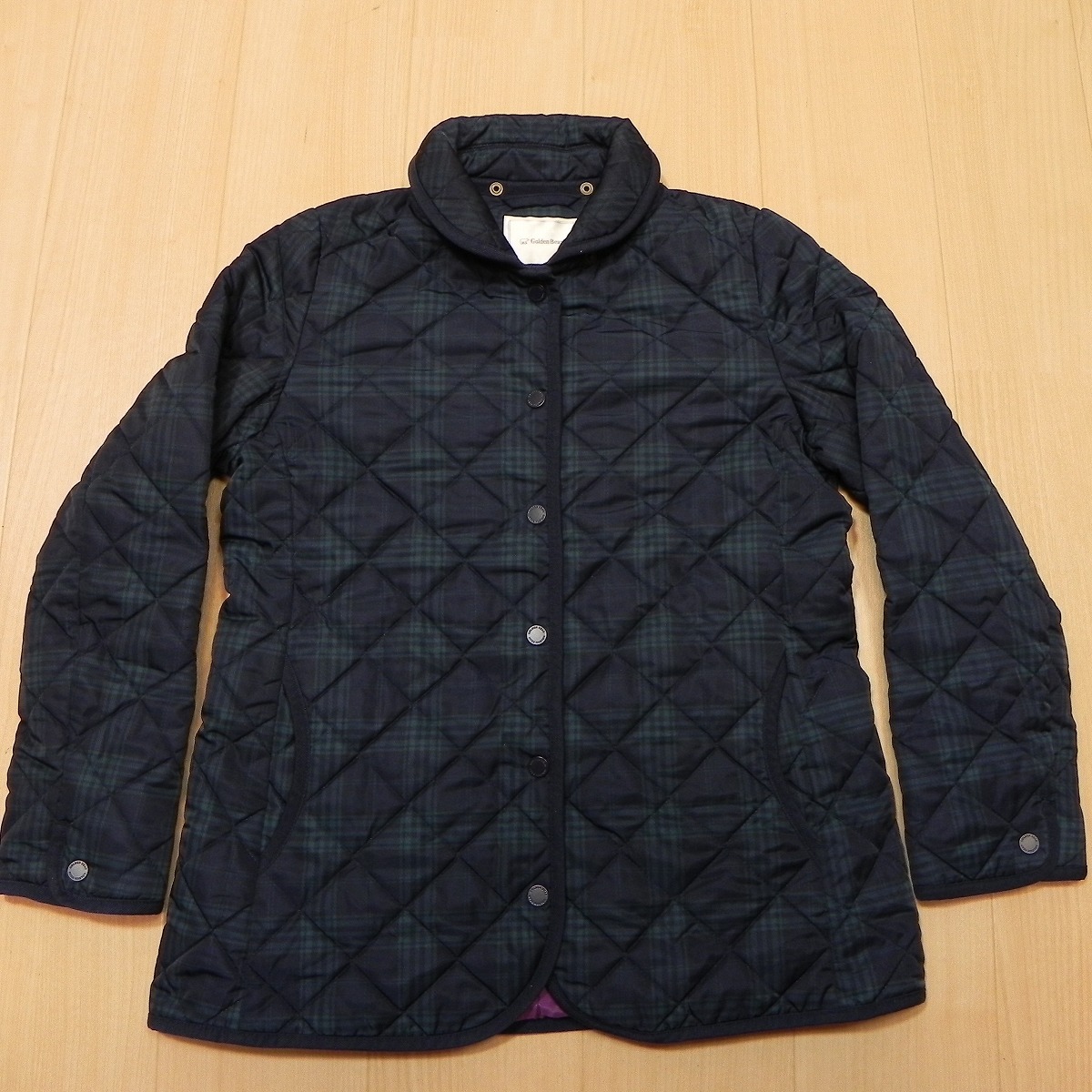 良品 golden bear ゴールデンベア キルティング チェック柄 ジャケット 中綿 レディース Mサイズ コート ジャンパー 中古 ★c拍卖