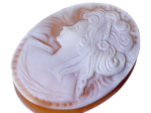【ジュエリー極】作家品 裏面サイン有 綺麗な貴婦人の彫刻 高級シェルカメオルース 45.3mm×33.7mm w4723i【送料無料】拍卖