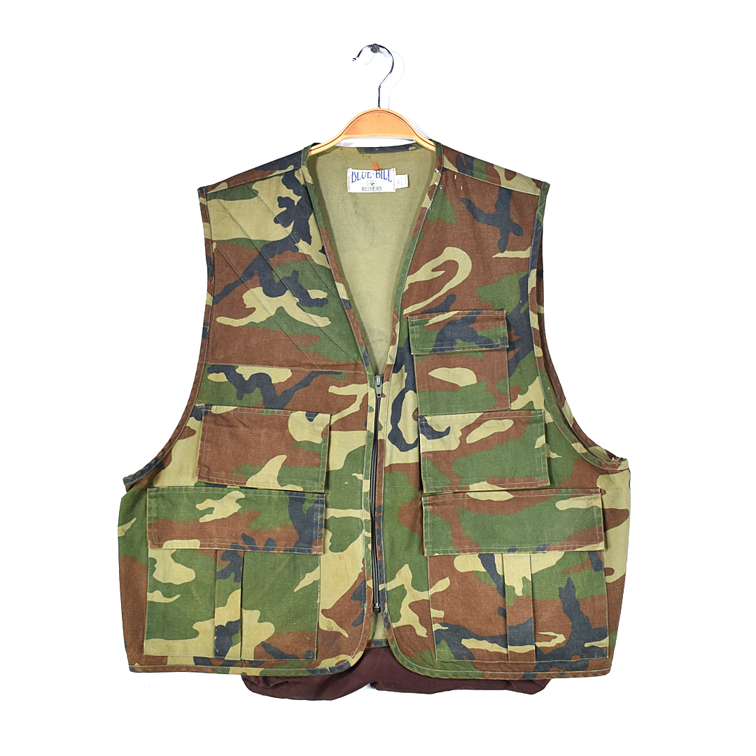 【送料無料】80s RED HEAD ハンティングベスト ウッドランドカモ 迷彩 ヴィンテージ レッドヘッド BLUE BILL メンズXL 古着 @CJ9003拍卖