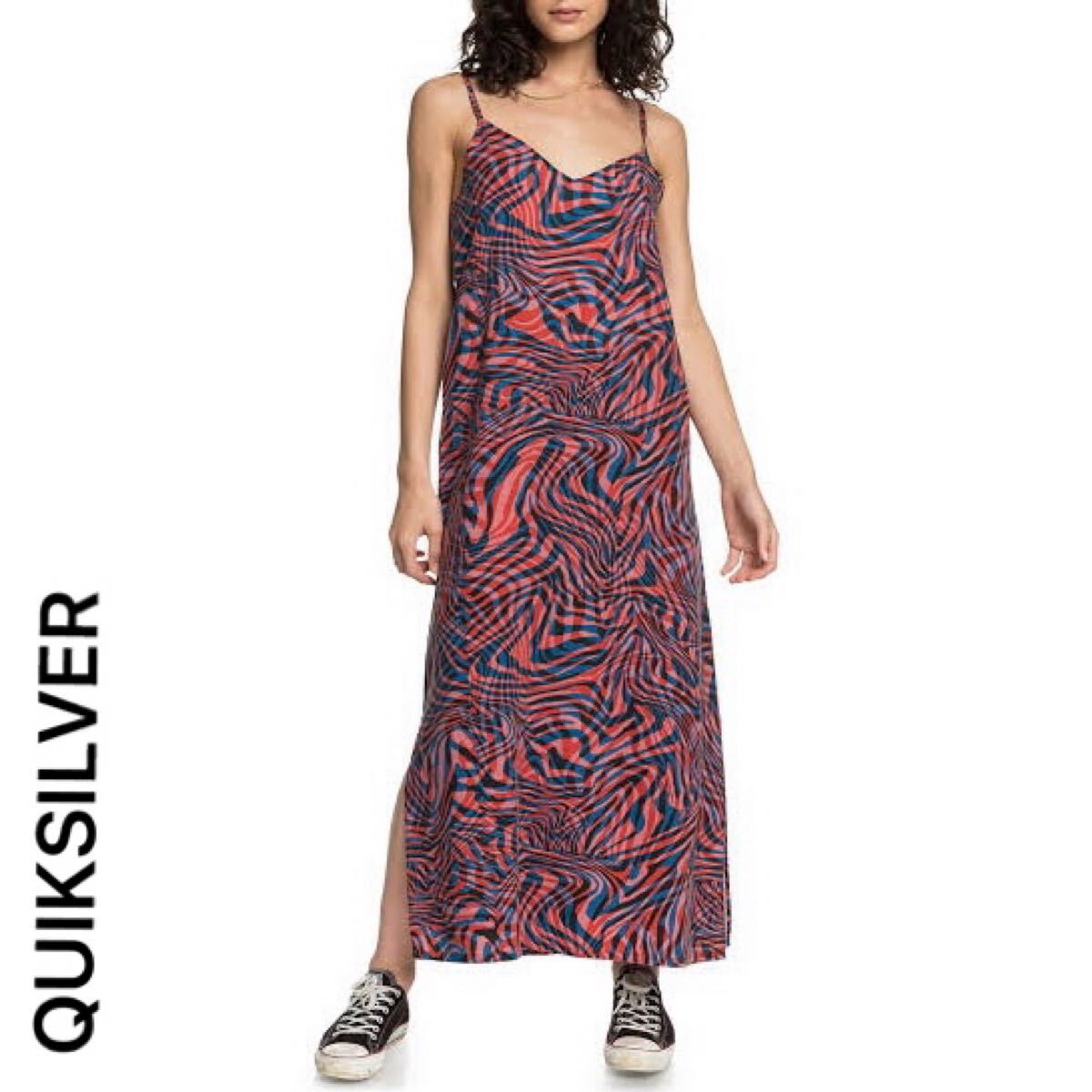 クイックシルバー キャミソールワンピース アニマル ロングドレス オリジナルス レディースMサイズ QUIKSILVER women's マキシスカート 拍卖