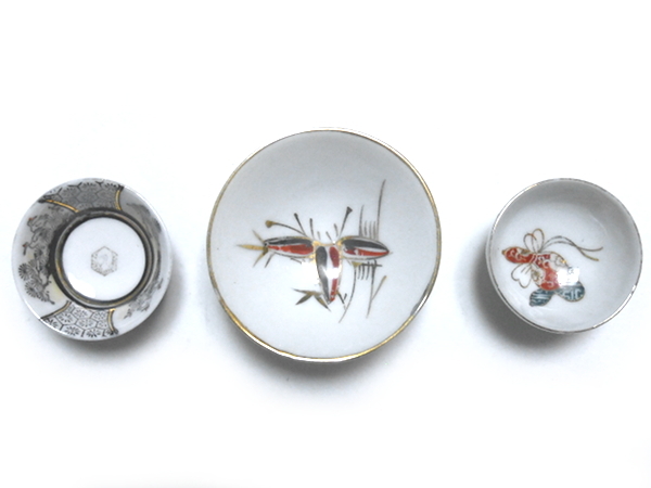 九谷焼等★盃 笹文様 松鶴文様 ひょうたん文様 3種拍卖