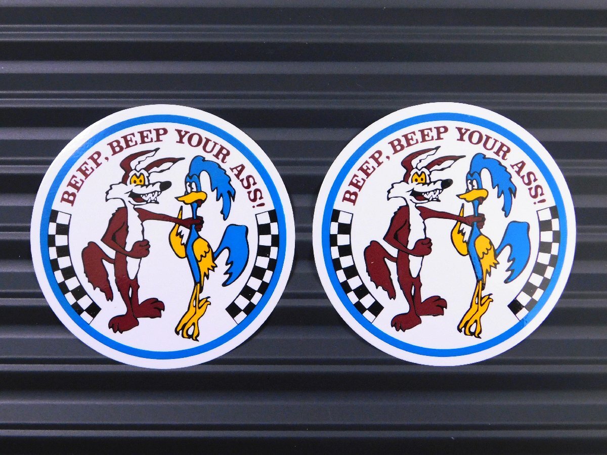 ◆送料\110◆【BEEP YOUR ASS・ロードランナー】※《レーシングステッカー/2枚セット》 (品番ms083) アメリカン雑貨 ガレージ拍卖