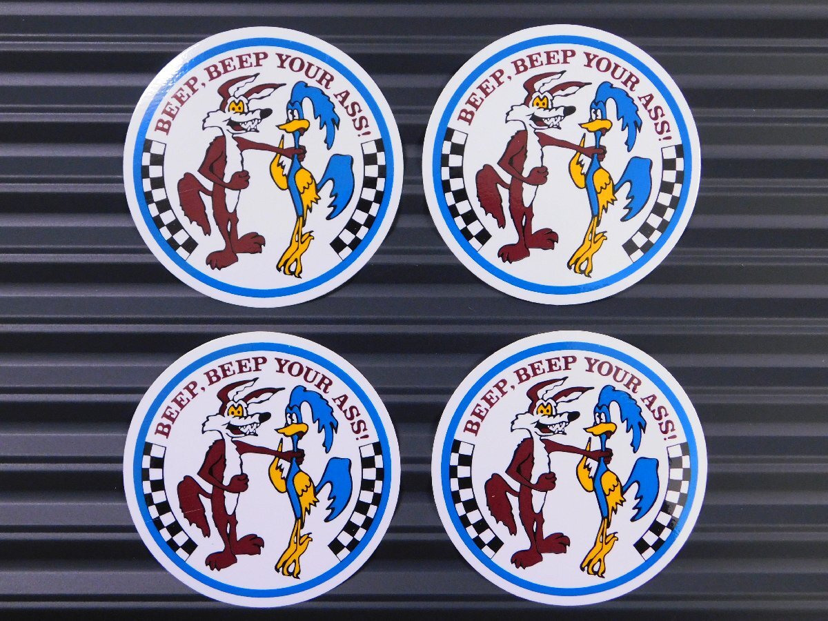 ◆送料\110◆【BEEP YOUR ASS・ロードランナー】※《レーシングステッカー/4枚セット》 (品番ms083) アメリカン雑貨 ガレージ拍卖