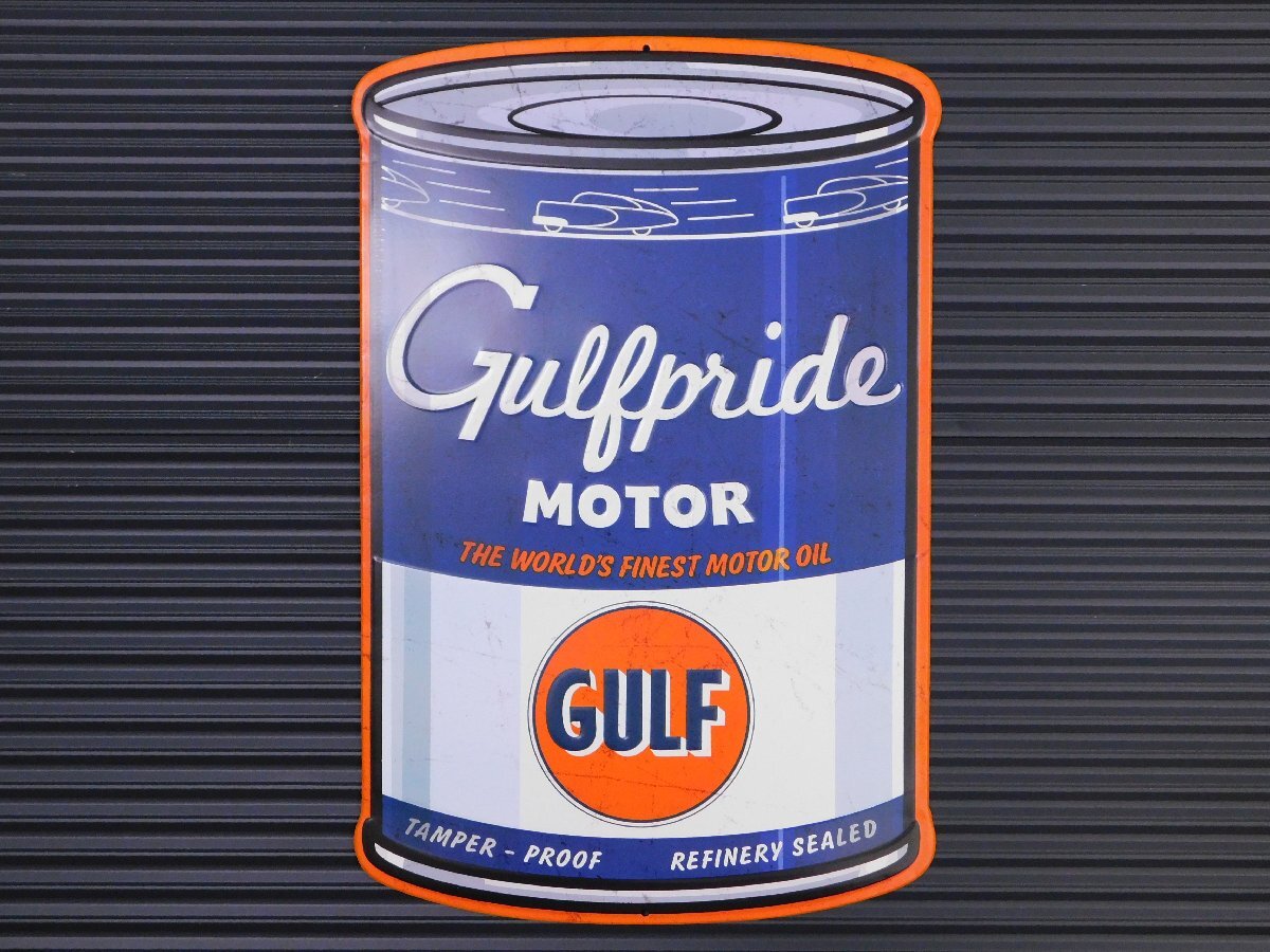 【GULF・ガルフ】※《エンボスメタルサイン/オイル缶》 BIG GULF OIL CAN アメリカン雑貨 エンボス看板 ブリキ看板 57拍卖