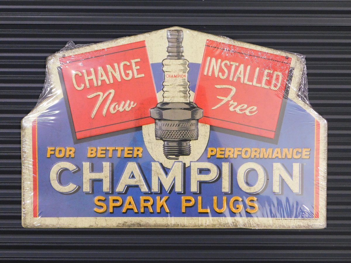 【CHAMPION・チャンピオンプラグ】※《エンボスメタルサイン》 アメリカン雑貨 エンボス看板 ブリキ看板 94拍卖