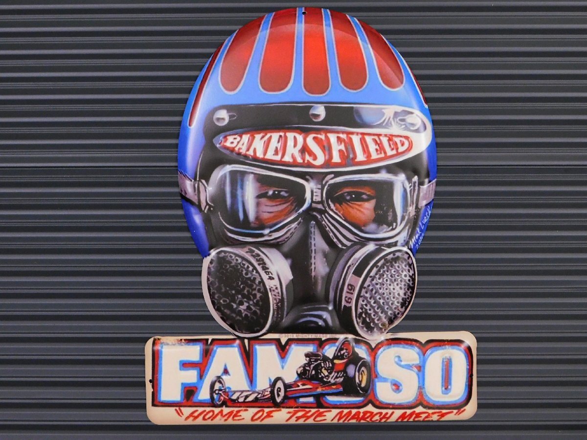 【BAKERSFIELD・ドラッグレース】※《エンボスメタルサイン》 アメリカン雑貨 エンボス看板 ブリキ看板 79拍卖