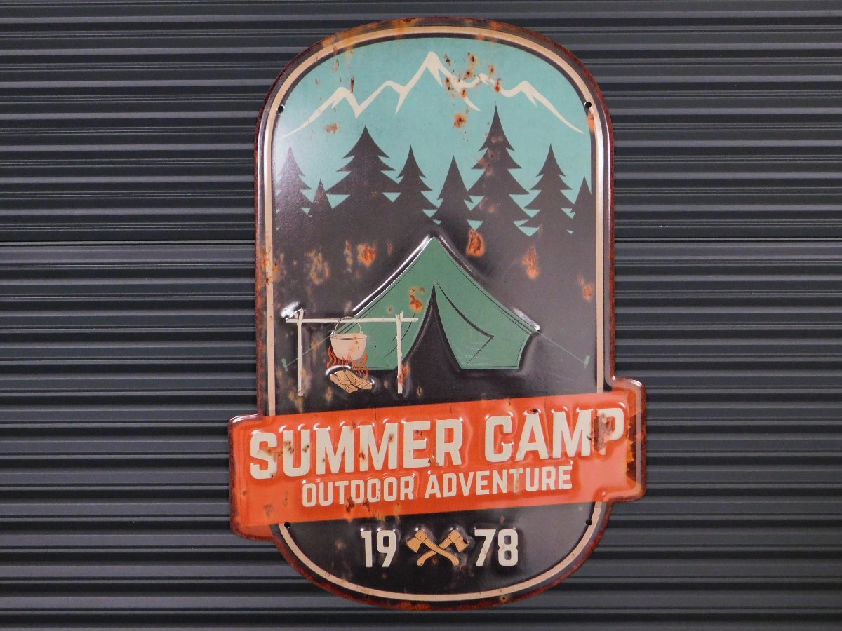 【SUMMER CAMP・オーバル型】※《エンボスメタルサイン》 アメリカン雑貨 エンボス看板 ブリキ看板 キャンプ 107拍卖