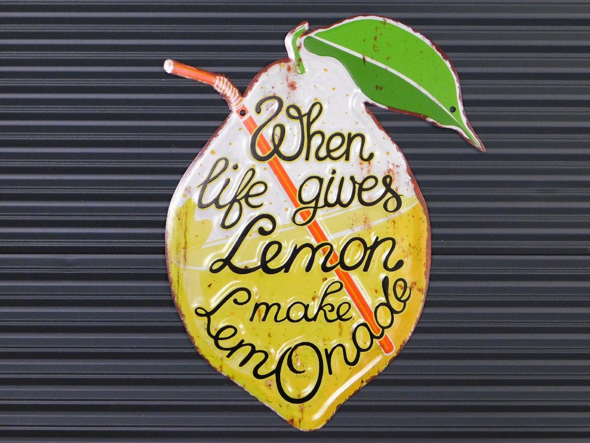 【Lemon Lemonade・レモネード】※《エンボスメタルサイン》 ガレージ アメリカン雑貨 エンボス看板 ブリキ看板 43拍卖