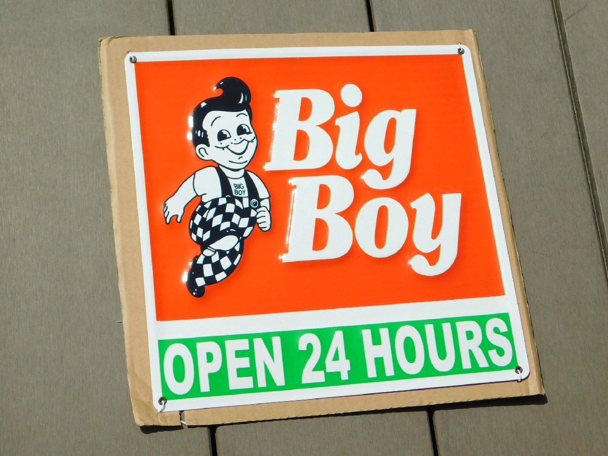 【Big Boy・ビッグボーイ】※《エンボスメタルサイン / スクエア型》 アメリカン雑貨 エンボス看板 ブリキ看板 14拍卖