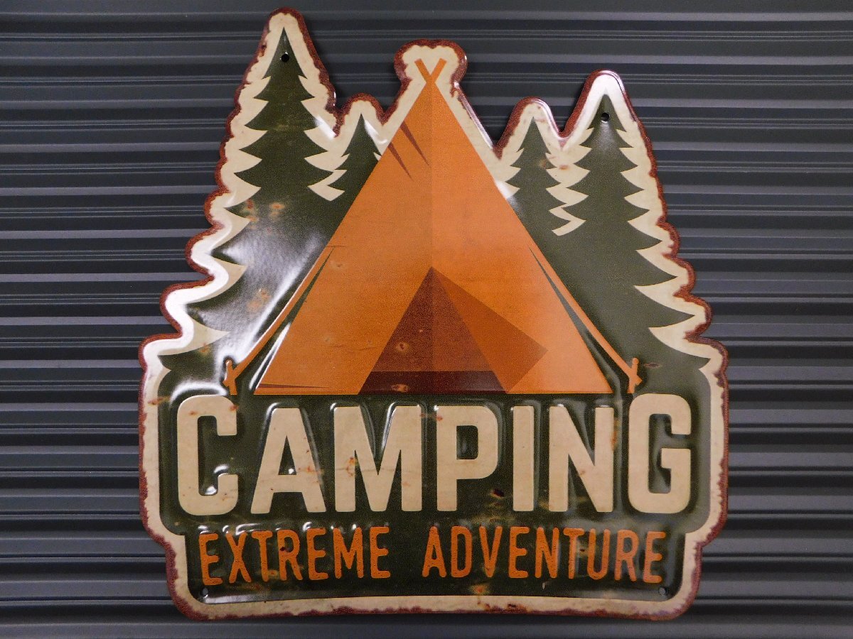 【CAMPING・テント】※《エンボスメタルサイン》 アメリカン雑貨 エンボス看板 ブリキ看板 キャンプ 109拍卖