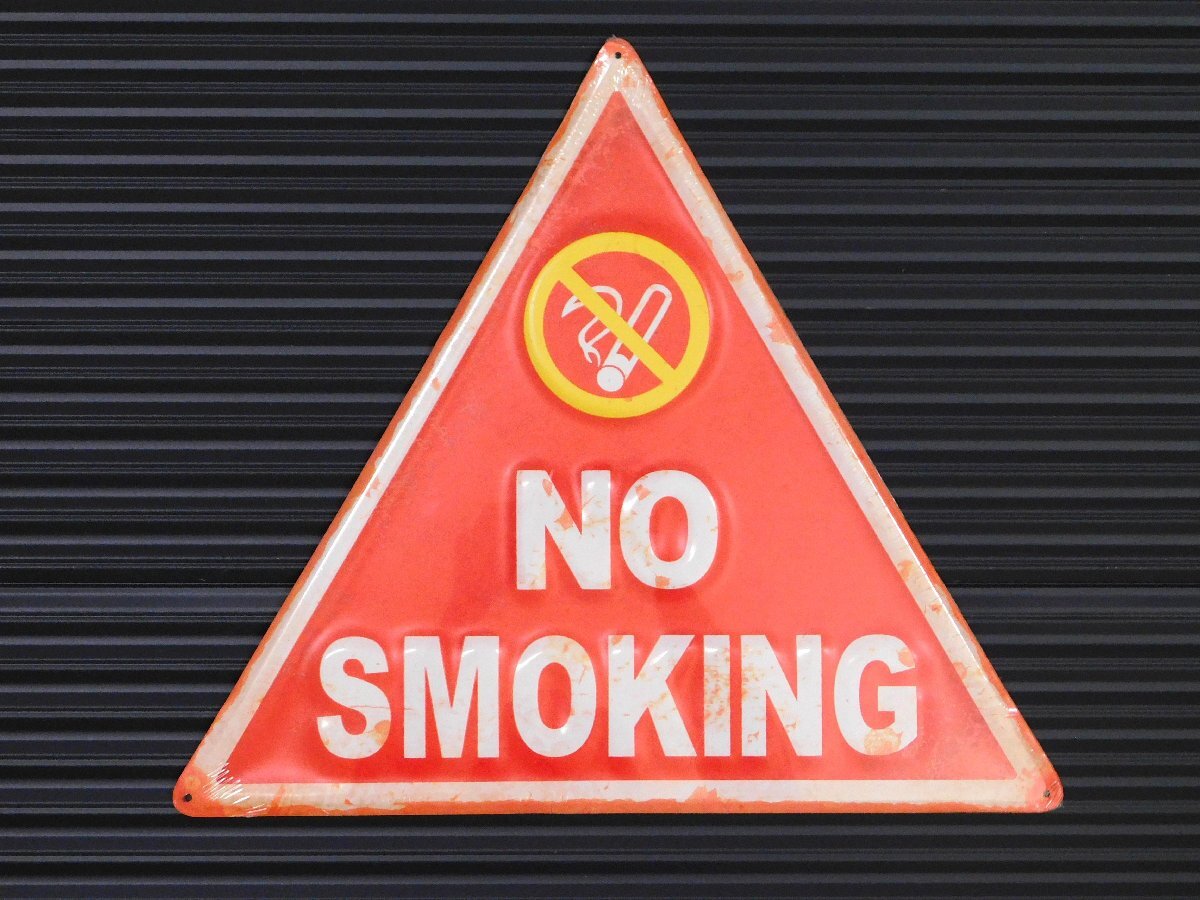 【NO SMOKING・禁煙】※《エンボスメタルサイン》 ガレージ アメリカン雑貨 エンボス看板 ブリキ看板 96拍卖