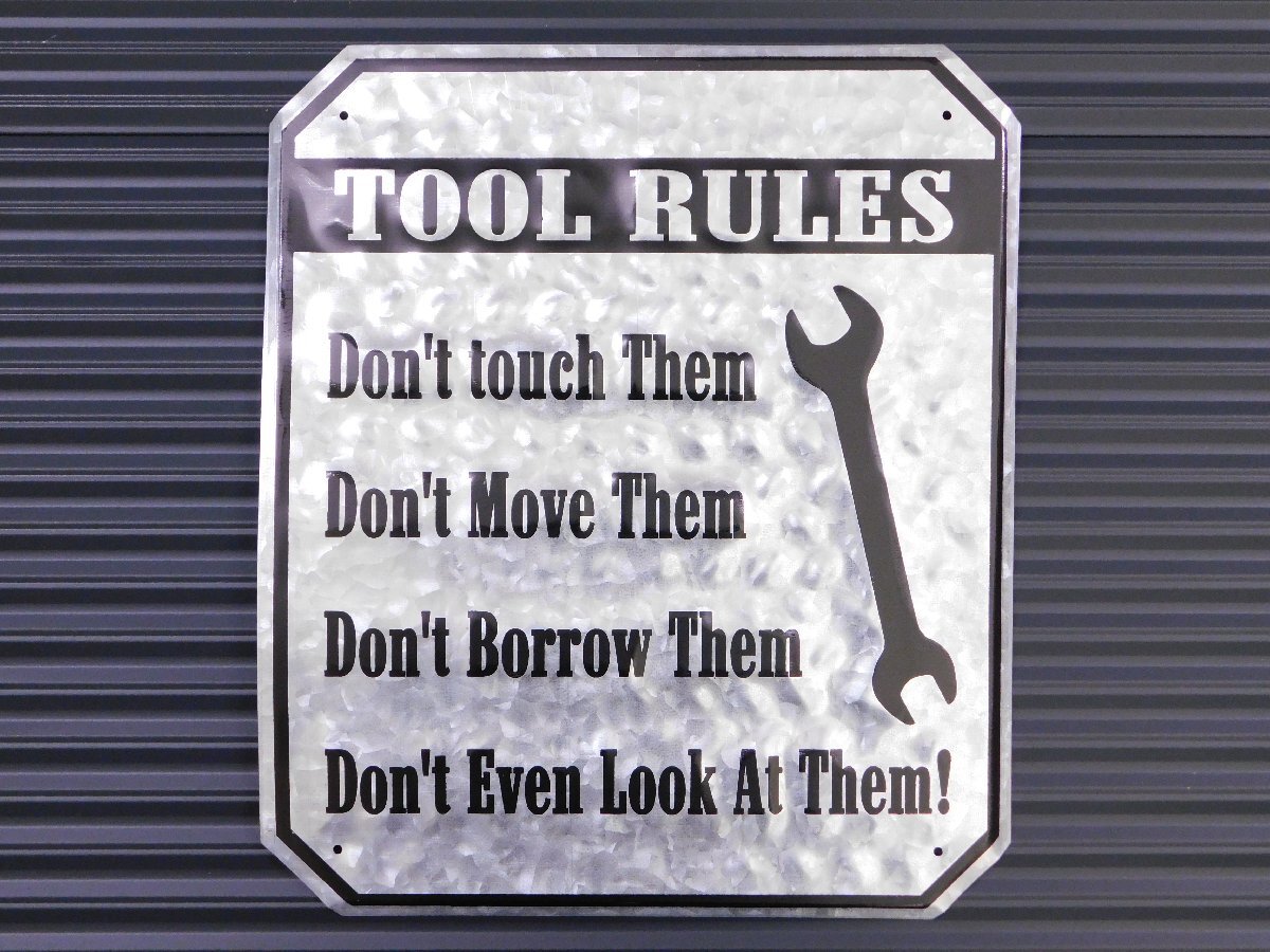 【TOOL RULES】※《エンボスメタルサイン》 アメリカン雑貨 エンボス看板 ブリキ看板 101拍卖