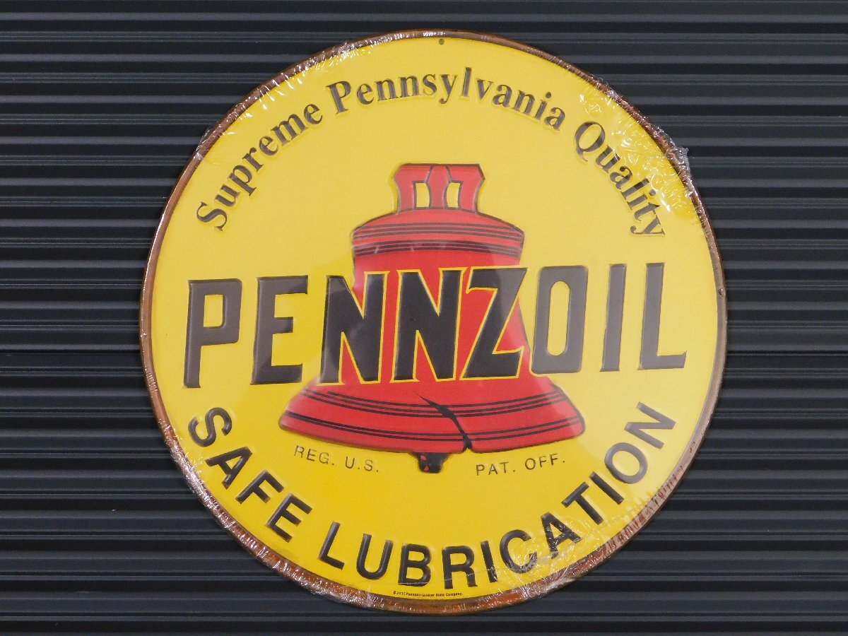 【PENNZOIL・ペンズオイル】※《ラウンドメタルサイン》 アメリカン雑貨 広告看板 ブリキ看板 55拍卖