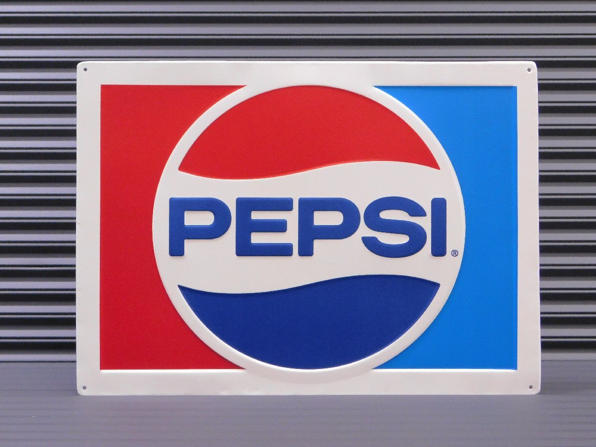 【PEPSI・ペプシ】※《エンボスメタルサイン / スクエア型》 アメリカン雑貨 エンボス看板 ブリキ看板 1拍卖