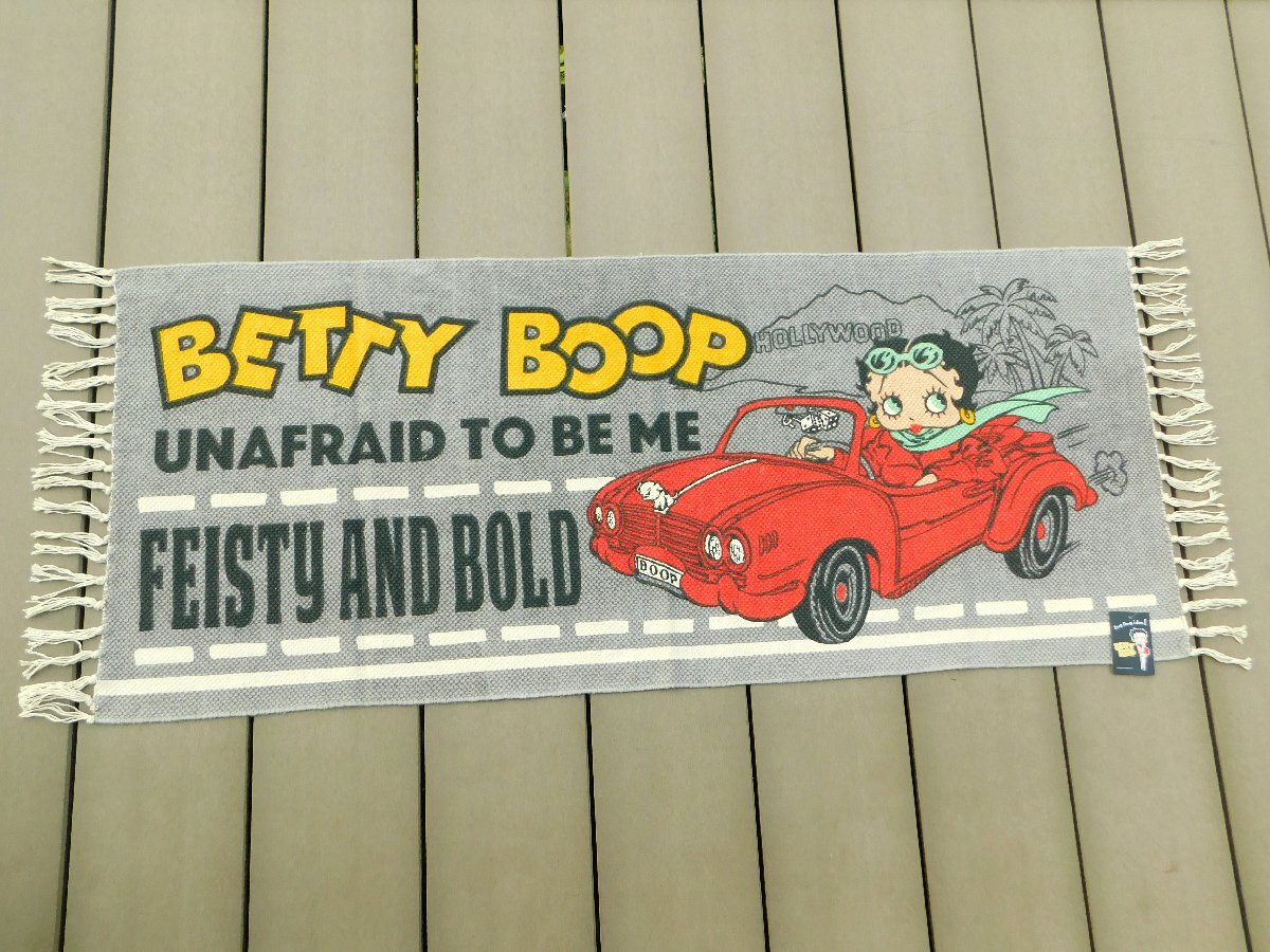 【Betty Boop・ベティちゃん】※《ロングコットンマット・500×1200mm / ドライブ》 アメリカン雑貨 優しい肌触り拍卖