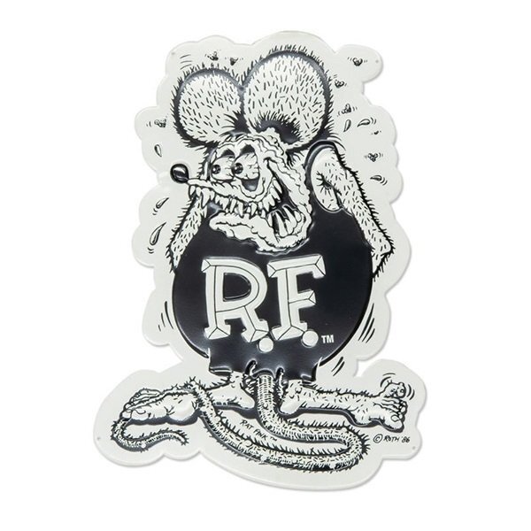 【Rat Fink・ラットフィンク】※《エンボスメタルサイン / ブラック&ホワイト》 アメリカン雑貨 エンボス看板 ブリキ看板 47拍卖