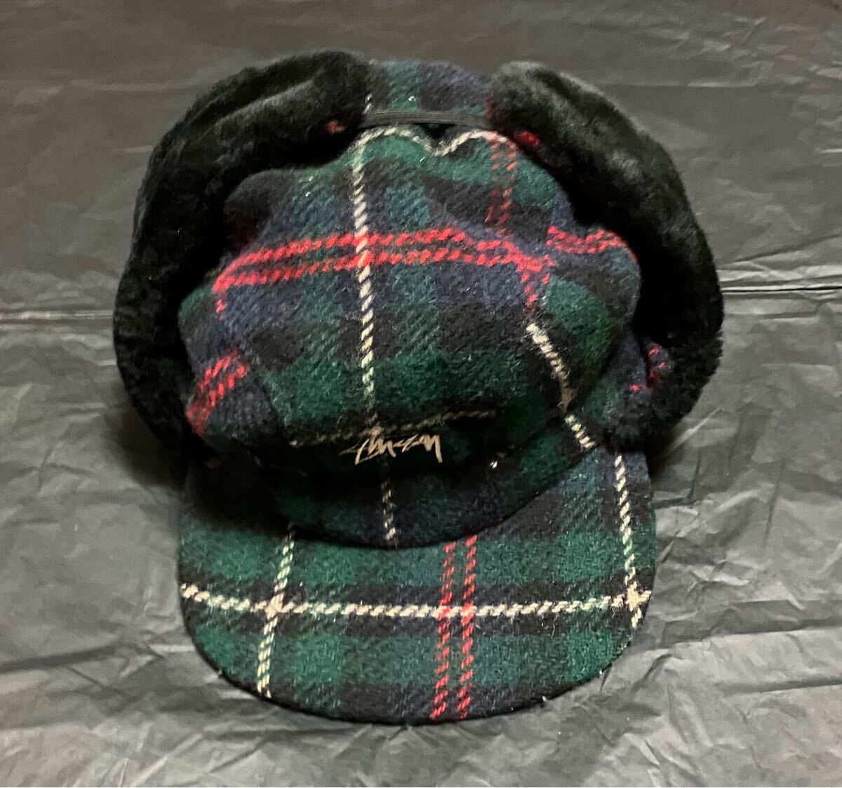 即発送 中古 OLD STUSSY 耳当てつきボア チェック WOOL CAP Thinsulate シンサレート ビンテージ vintage拍卖