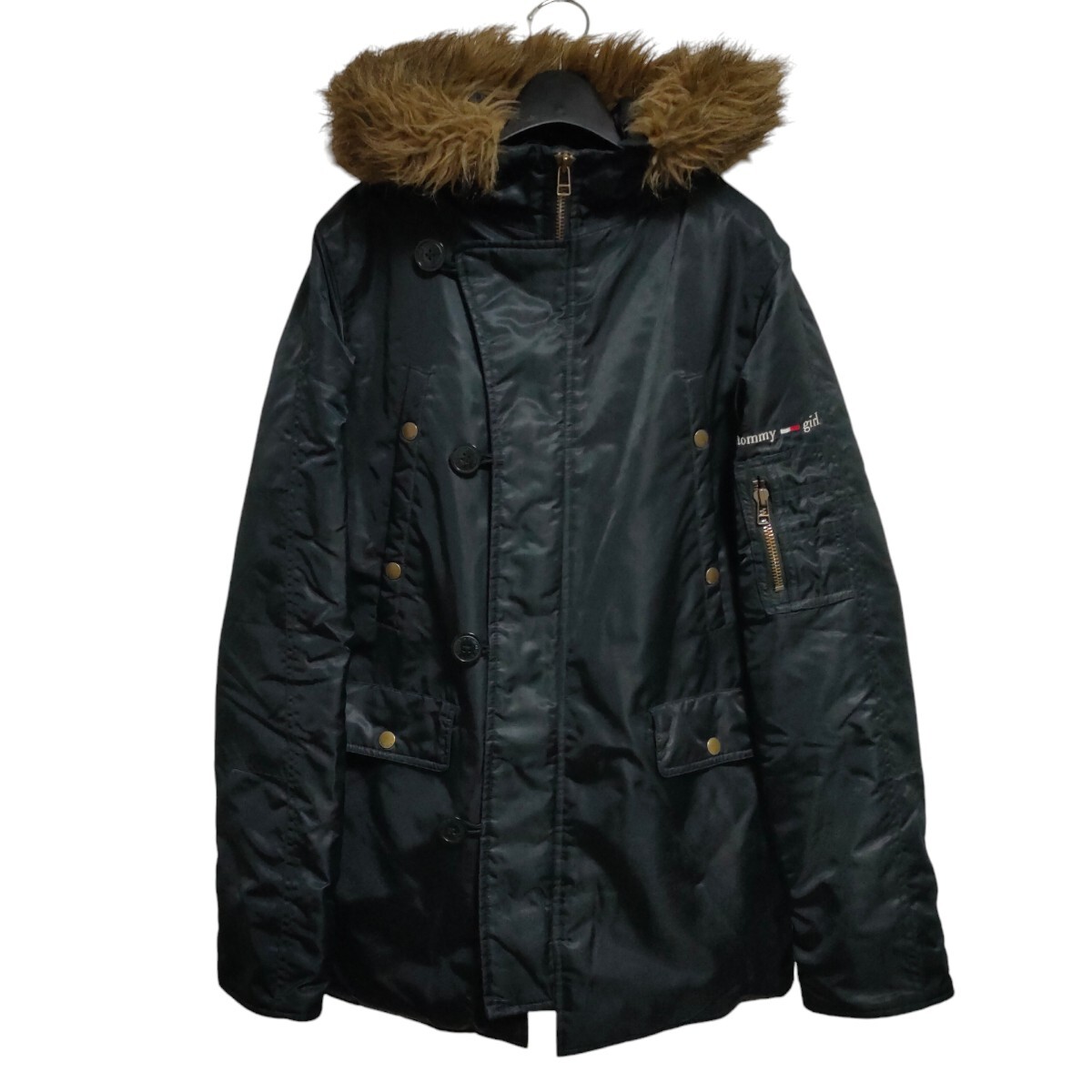 TOMMY GIRL / トミーガール レディース ナイロンジャケットコート フライトジャケット フェイクファー取り外し可 Mサイズ 黒 a-451拍卖