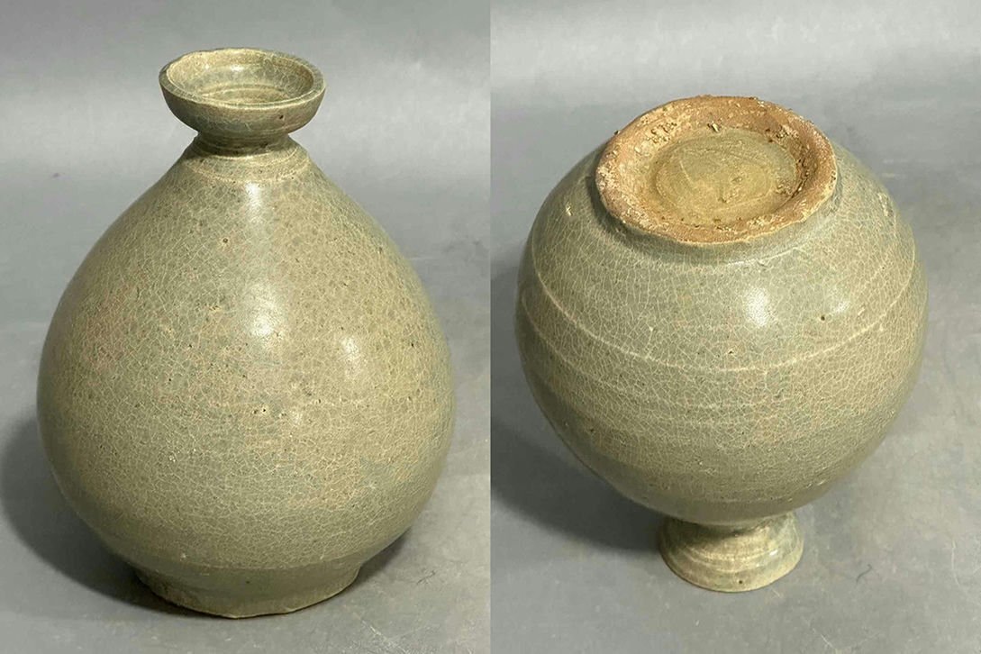 ■観心・時代旧蔵■C082『朝鮮時代旧蔵』朝鮮古陶 朝鮮古美術 高麗磁 古高麗 李朝 高麗青磁香水瓶拍卖