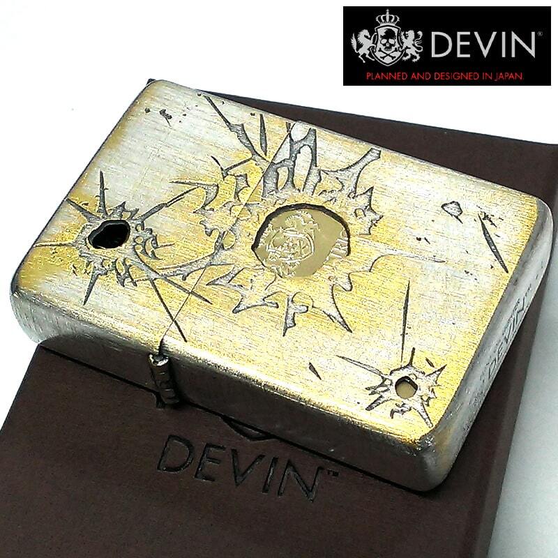 DEVIN ガスライター スケルトンガン ターボフレーム ガン痕 アンティークシルバー ユーズド加工 日本製 おしゃれ かっこいい拍卖
