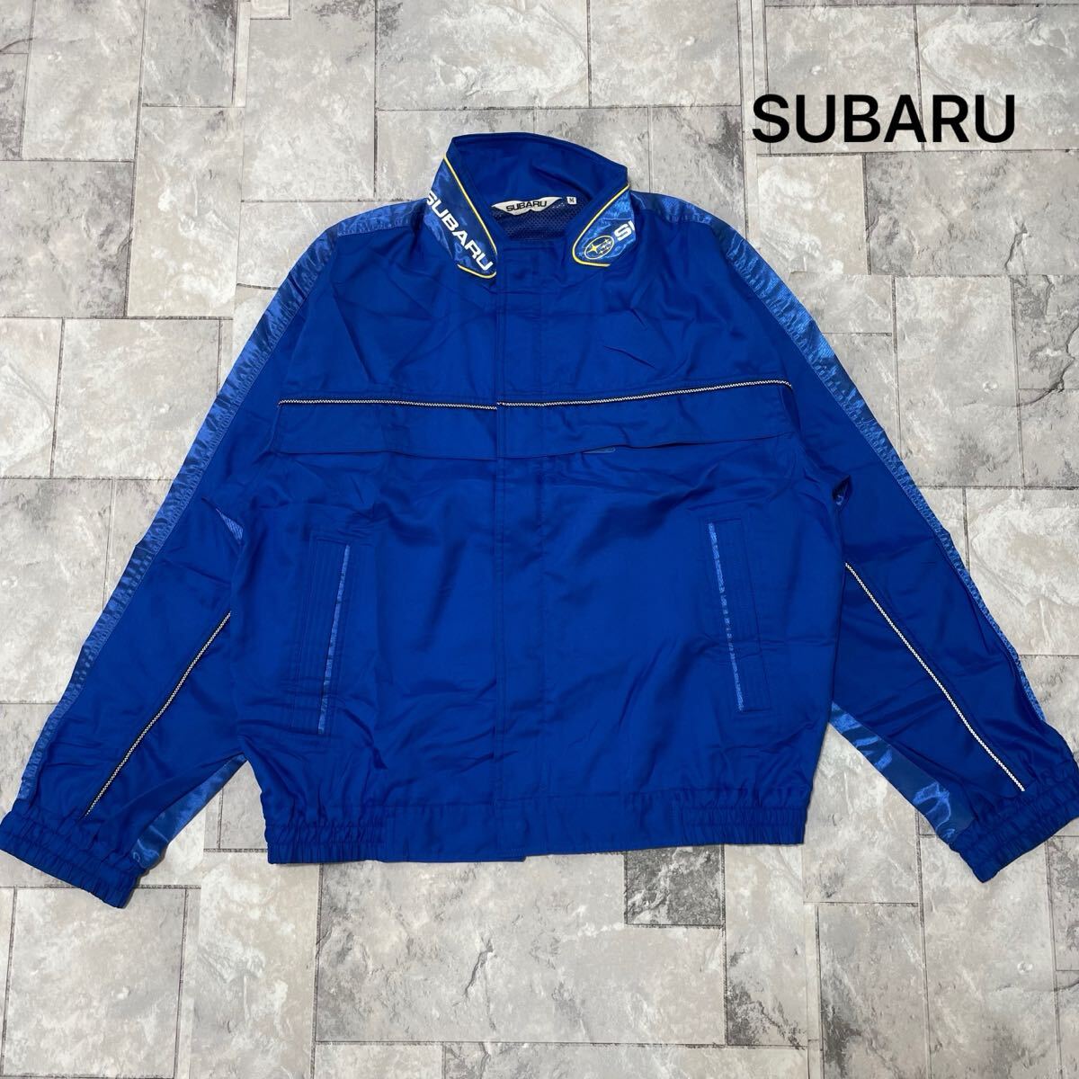 SUBARU スバル ナイロンジャケット ジップジャンパー 企業ロゴ 企業物 車 ワークジャケット エンジニアジャケット ブルー サイズM 玉SS2848拍卖