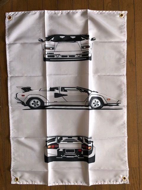 誰も持ってない?お部屋・ガレージに!ランボギー カウンタックロゴ 通常サイズフラグ タペストリー 送料無料! LP500 クワトロ拍卖