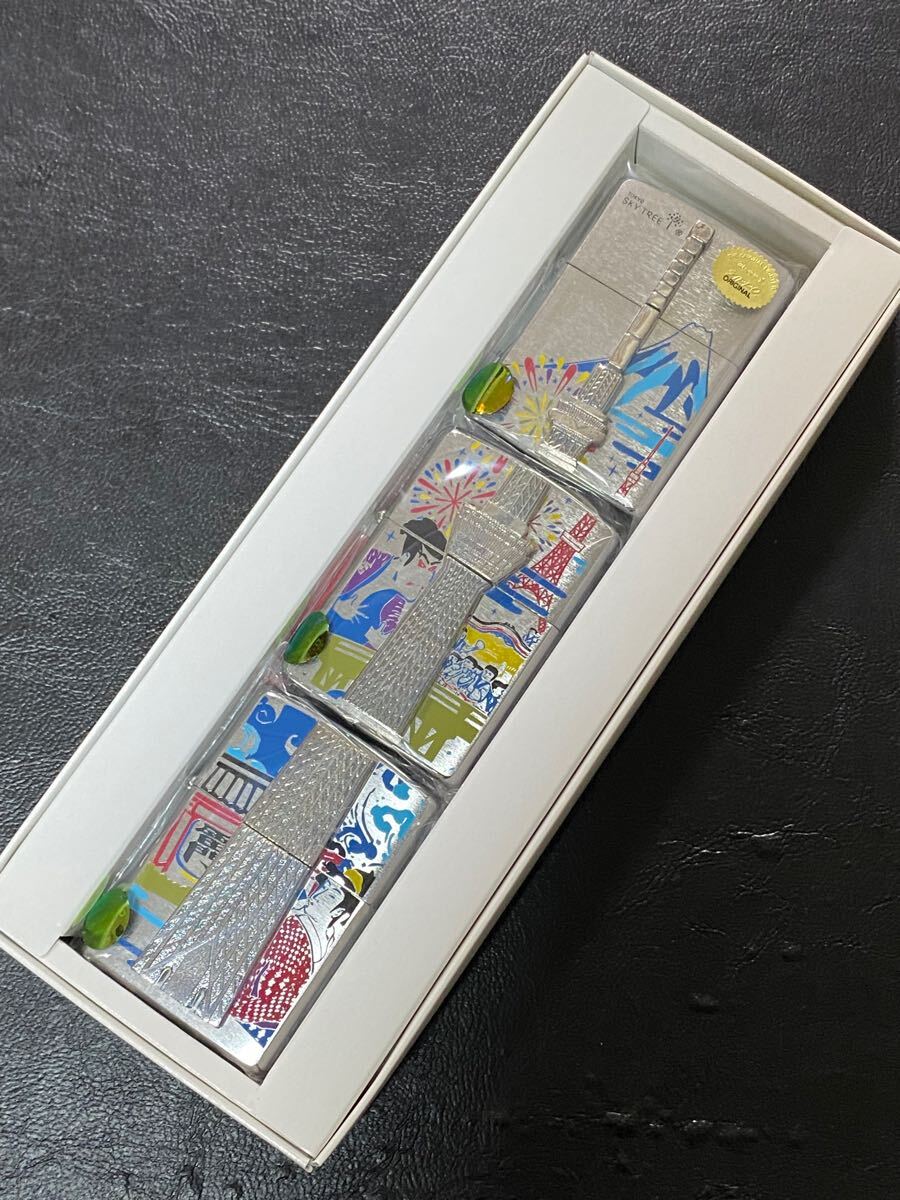 zippo 東京 スカイツリー 634個限定 3点セット 限定品 立体メタル 2011年製 TOKYO SKYTREE シリアルナンバー NO.402/634 専用ケース 保証書拍卖