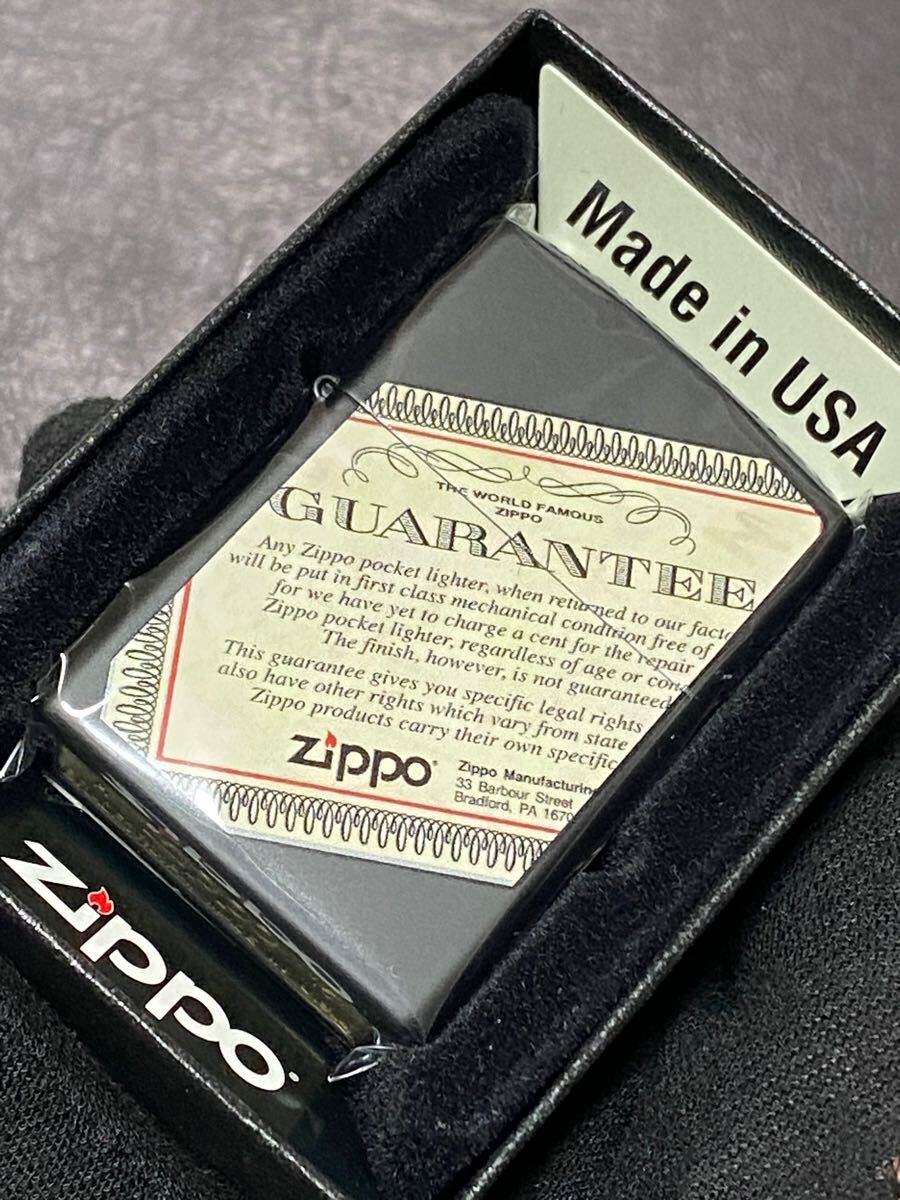zippo ギャランティー 前面加工 ブラック 希少モデル 2015年製 GUARANTEE シルバーインナー 2015年製 ケース 保証書付き拍卖