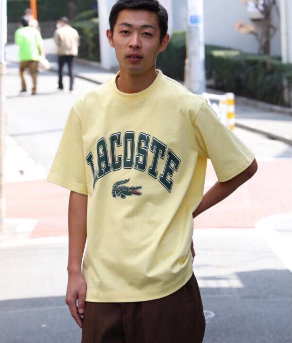 ラコステ LACOSTE × BEAMS / 別注 College T-Shirt Tシャツ ホワイト 黄4拍卖