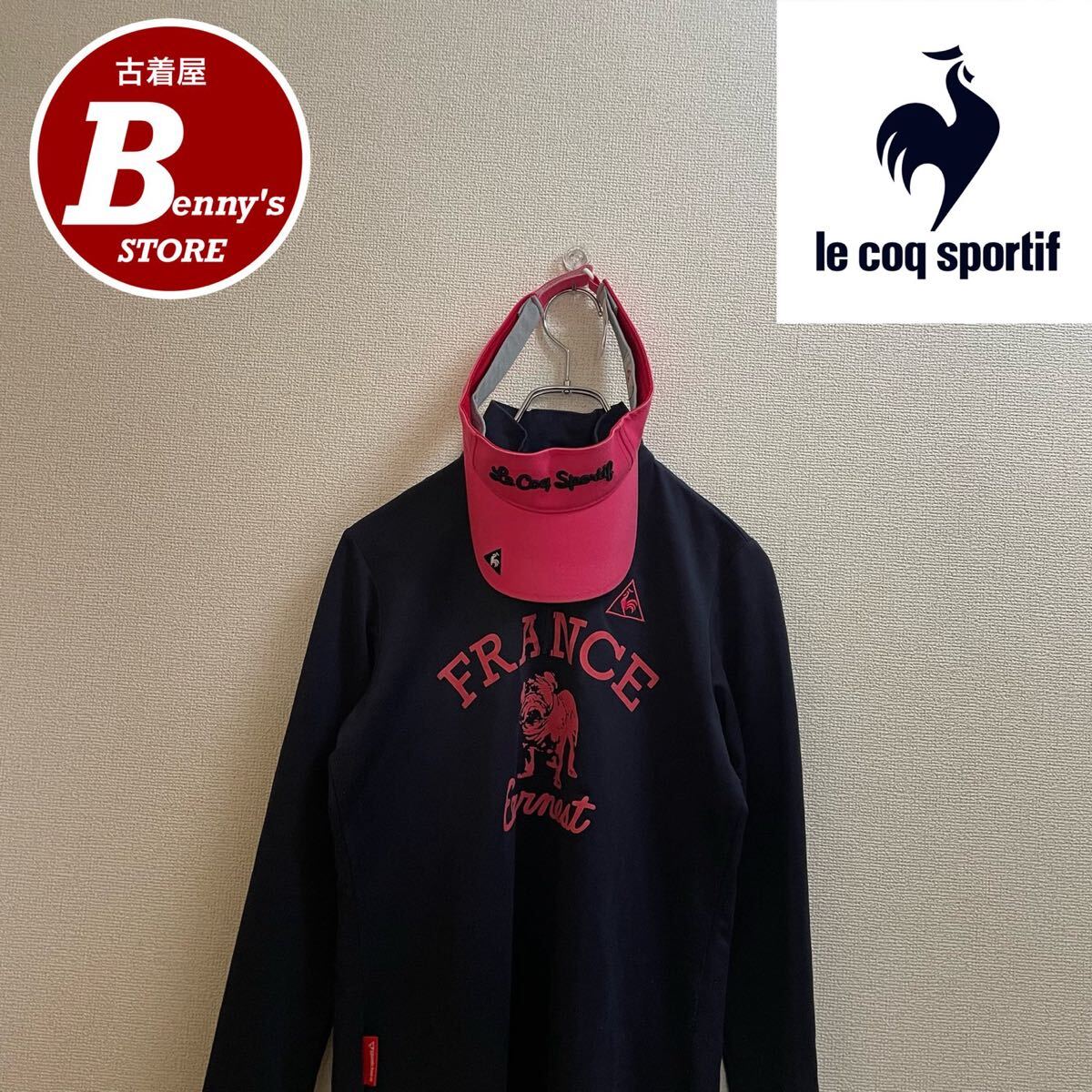 ルコックゴルフモックネック長袖カットソー ゴルフ ウェア&サンバイザーセット売り拍卖