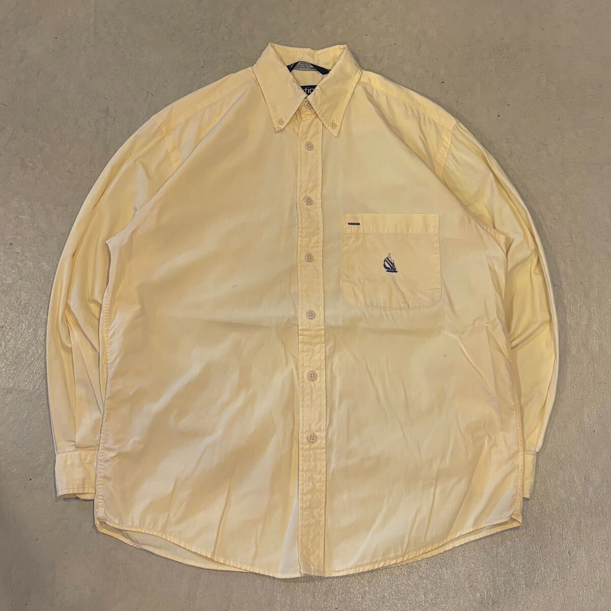 【90s】NAUTICA ノーティカ ボタンダウン コットン 長袖シャツ 黄/イエロー ワンポイント ロゴ 刺繍 メンズ M アメカジ vintage 古着 正規拍卖