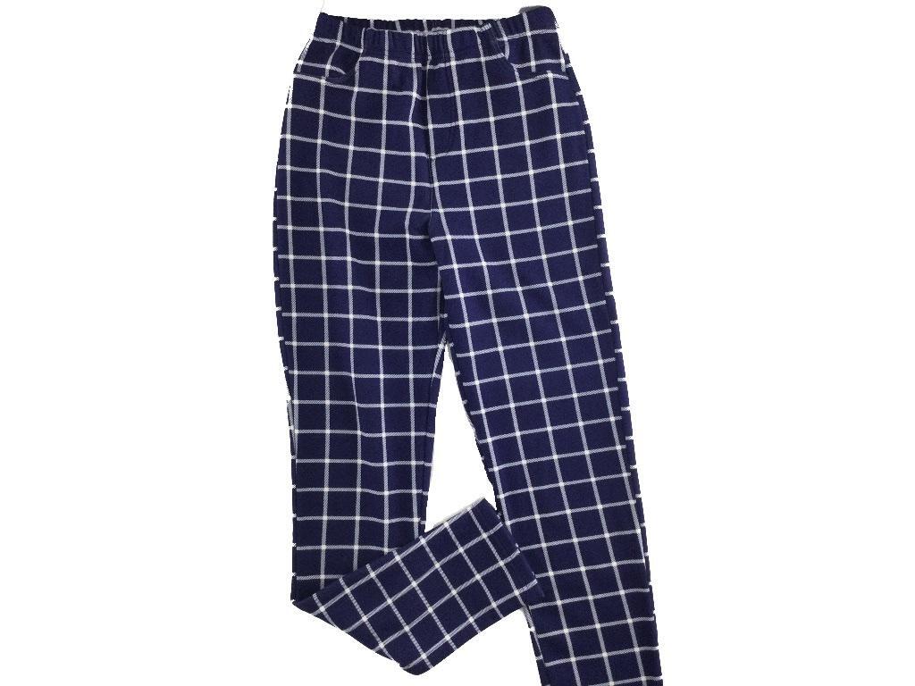 レディース レギンスパンツ 極厚 裏起毛 L チェック柄ネイビー系 冬拍卖