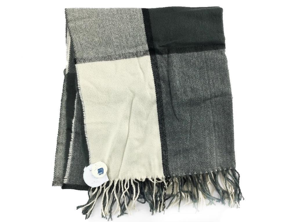 チェックマフラー PAGE ONE GMF7313E 幅42cmx201cm 大判ストール ブラック系 冬拍卖