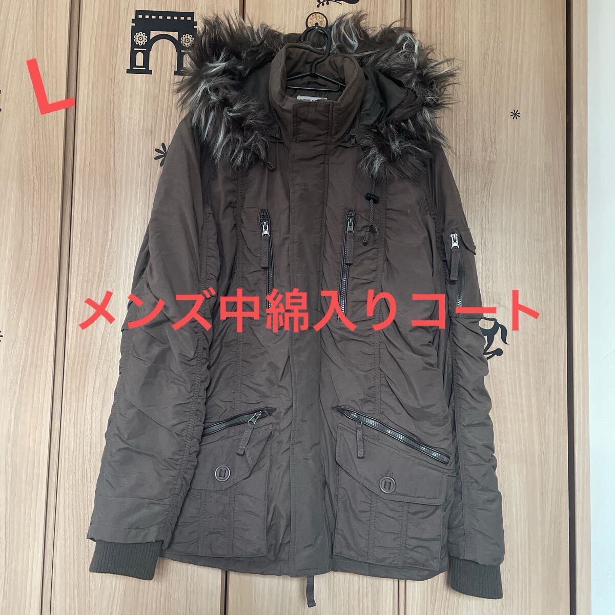 【500円被災地応援】☆L暖か中綿入りメンズコート ジャケット アウターG拍卖