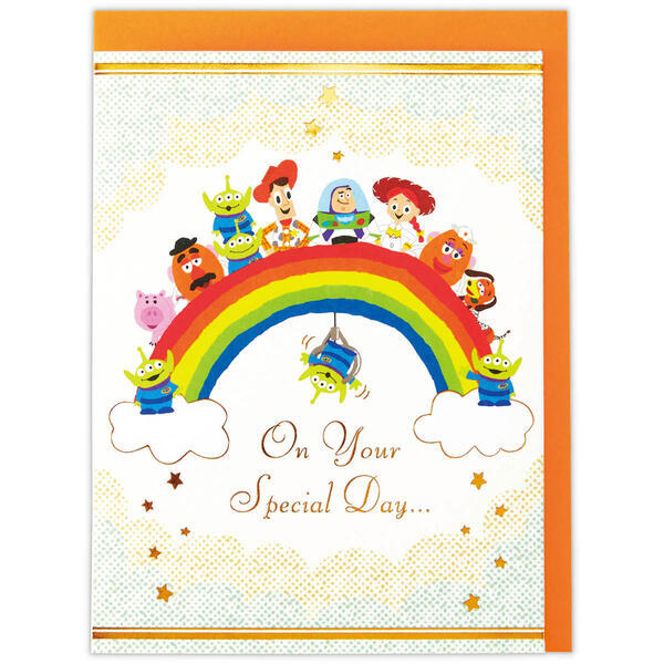 【即決】▽トイストーリー 誕生日お祝い 立体カード▽ ホールマーク ディズニー バースデー メッセージカード 虹 ケーキ // EAR-822-453拍卖