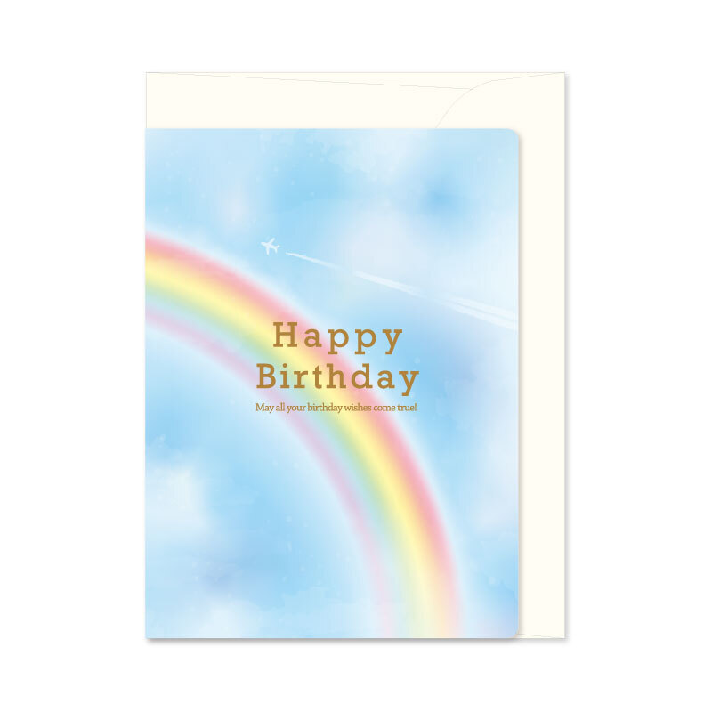 【即決】★お誕生日カード 空色パレット★虹 カード バースデー グリーティングカード メッセージ リュリュ 空 グラデーション SOBC-02拍卖