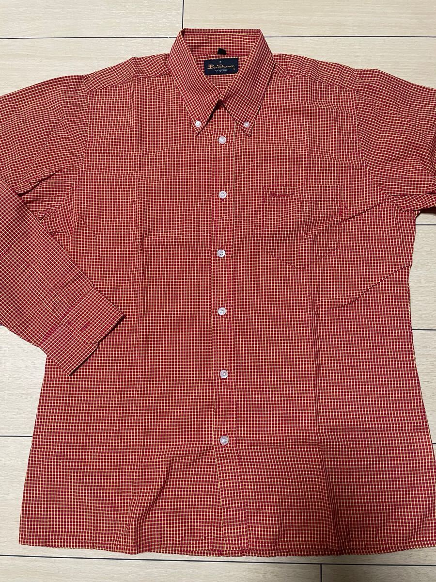 90sUK製 ベンシャーマン チェック柄 BDシャツ レアデザイン モッズ スキンズ ブリットポップ ビートルズ オアシス ブラー ポールウェラー拍卖