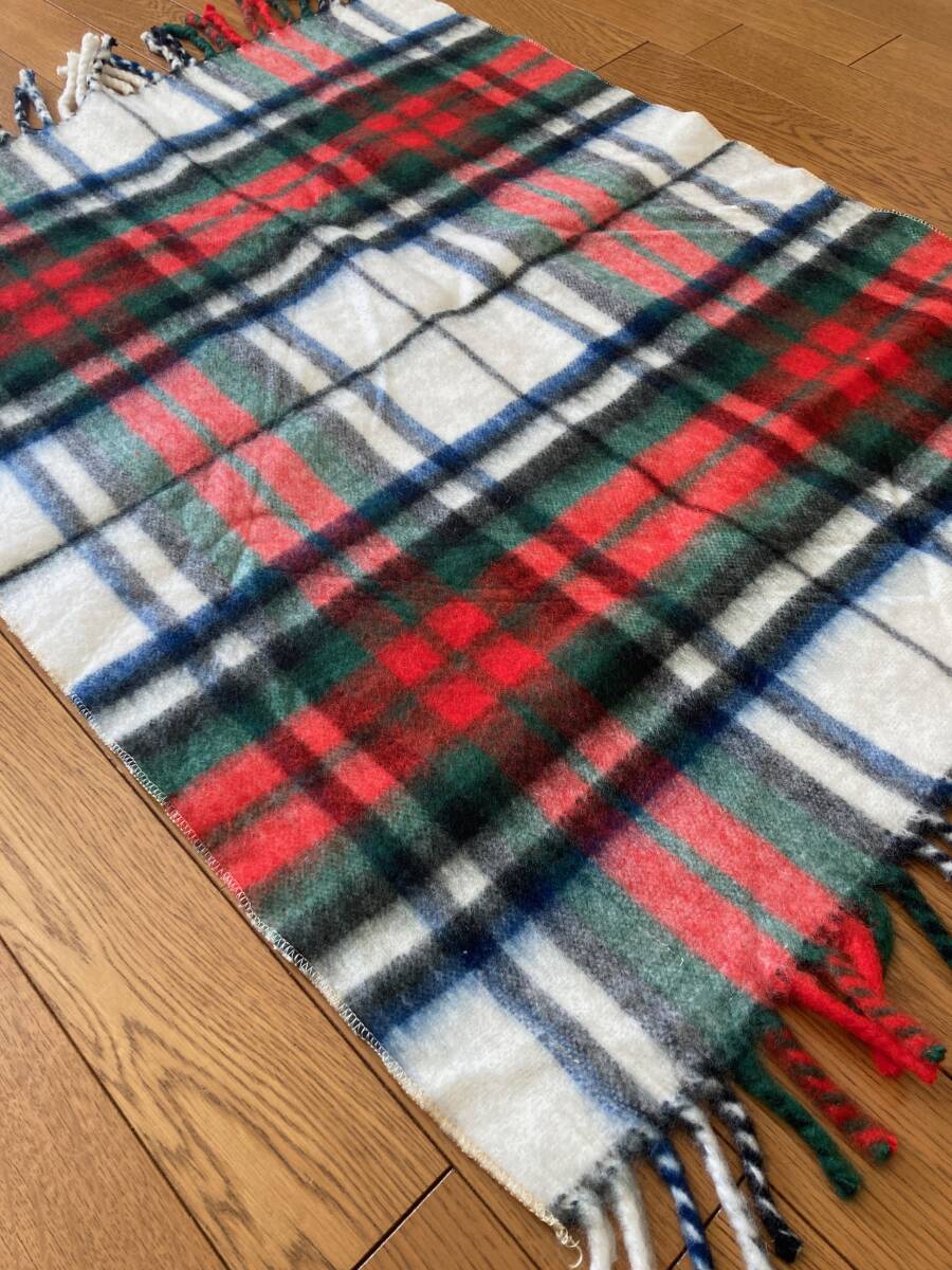 *チェック柄 ラグマット/アクリル素材 vintage USED ひざ掛け 多用布 昭和レトロ 拍卖
