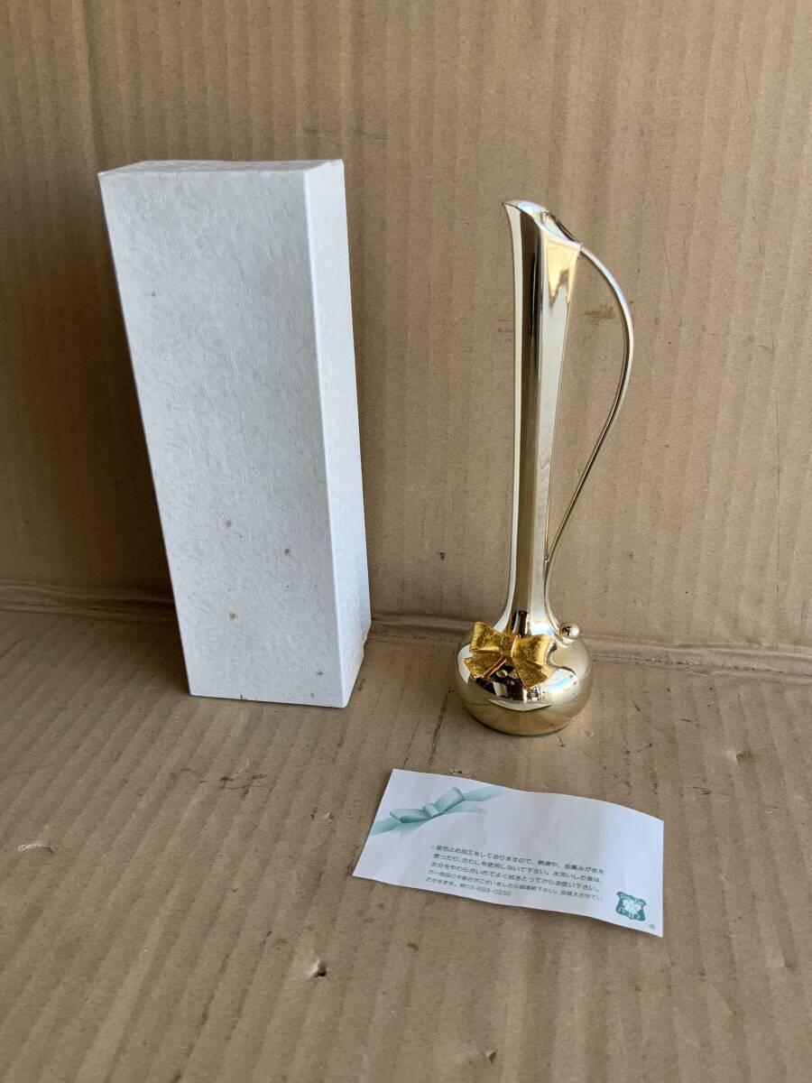 一輪挿し/Da Da/金リボン 銀ボディ/高さ 約18cm拍卖