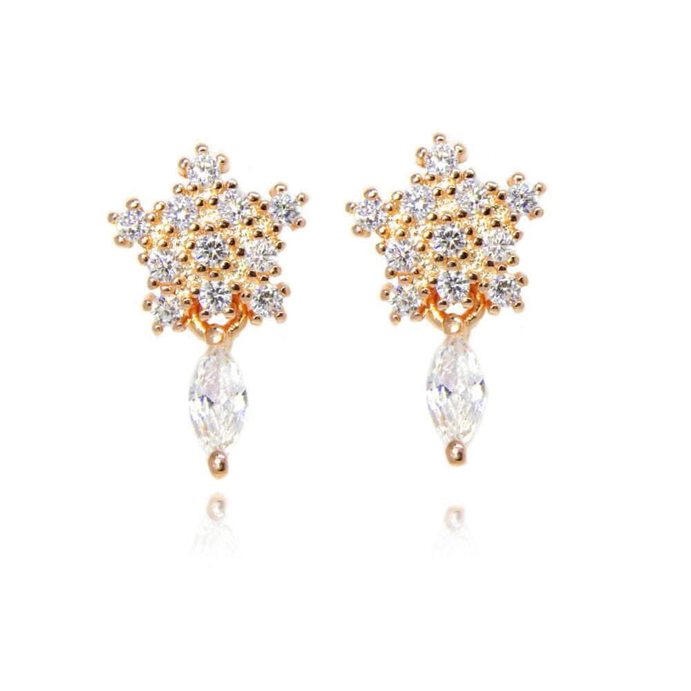 残り1点★極上の逸品 限定 ジルコニア 雪の結晶 CZダイヤモンドピアス ピンクゴールド レディースアクセサリー シルバー925 ジュエリー拍卖