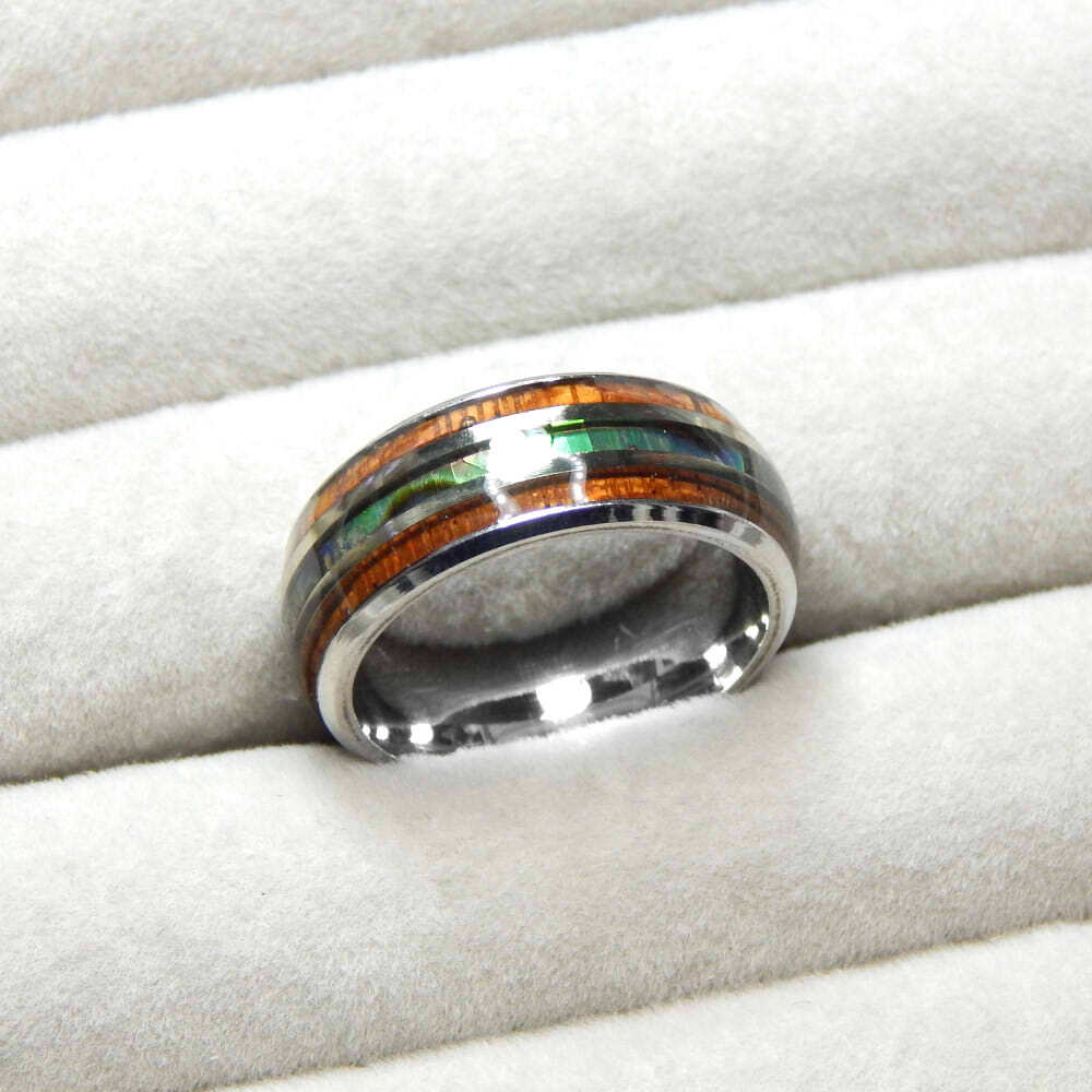 新品★送料無料 厳選 希少品 オススメ 14号 ウッド&シェル ステンレスリング 限定 レディース メンズ プレゼント 贈答品 アクセサリー拍卖