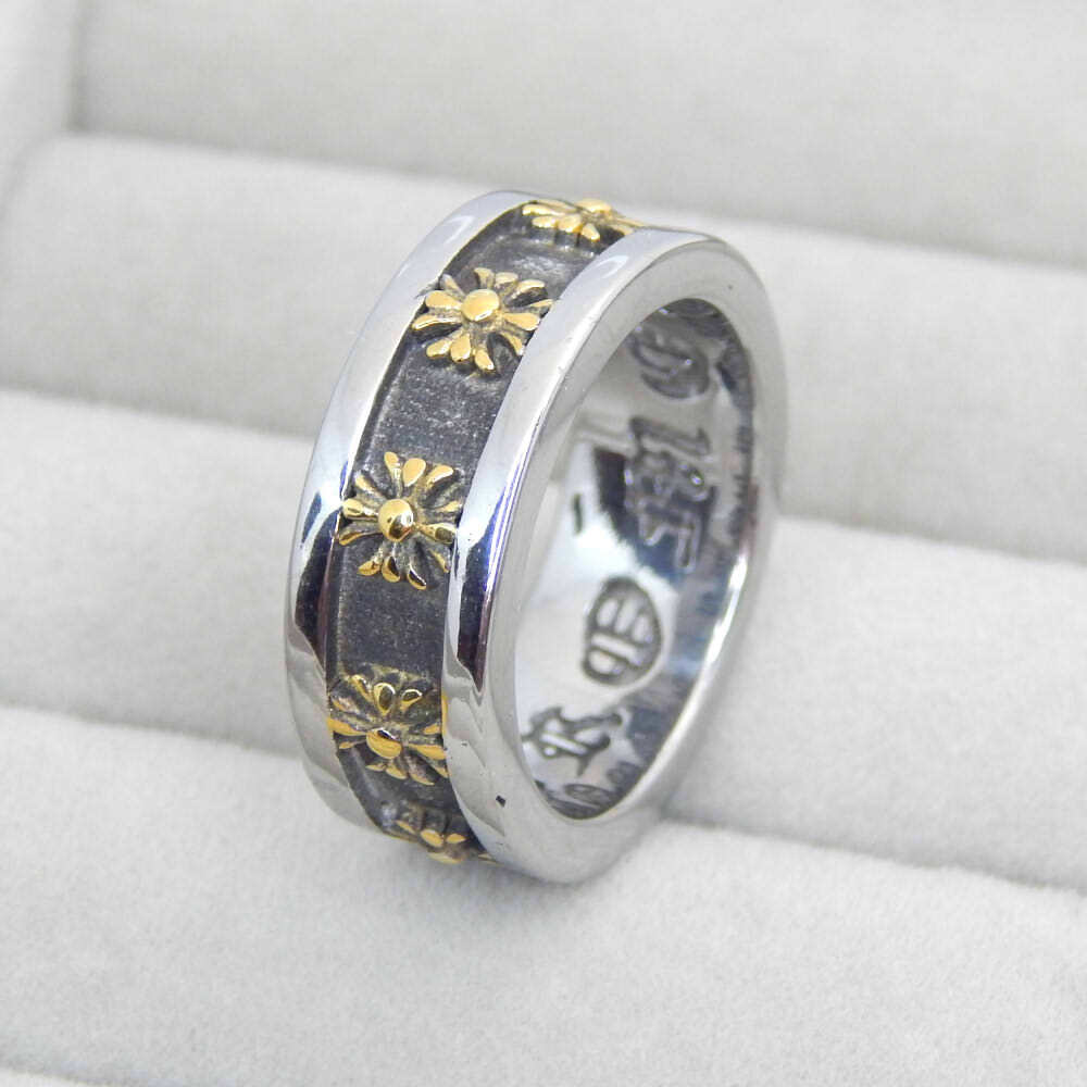 新品★送料無料 厳選 希少品 オススメ 限定入荷 ゴールド 14号 リング クロスフラワー メンズ ステンレス 即決 指輪 アクセサリー拍卖