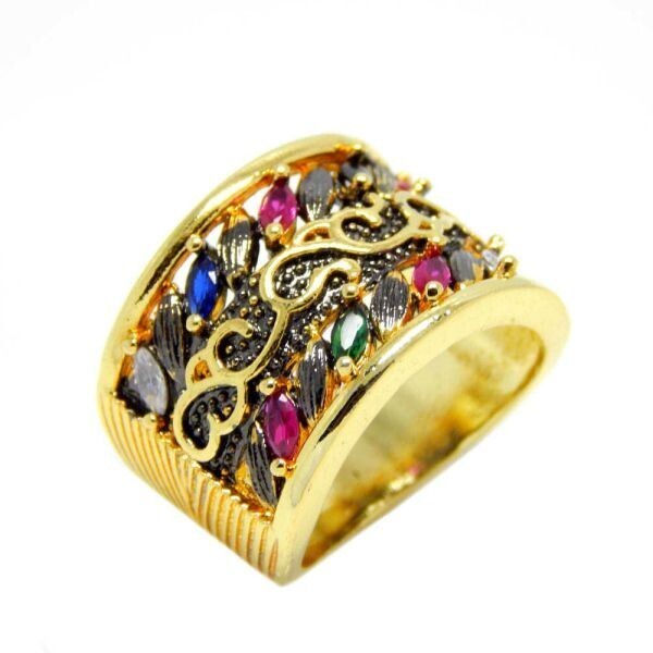 即決★送料無料★新品 極上の逸品 向日葵風 多彩なCZダイヤモンドリング ジルコニア シルバー925 Gold Plated 訳有品 XR-G1拍卖