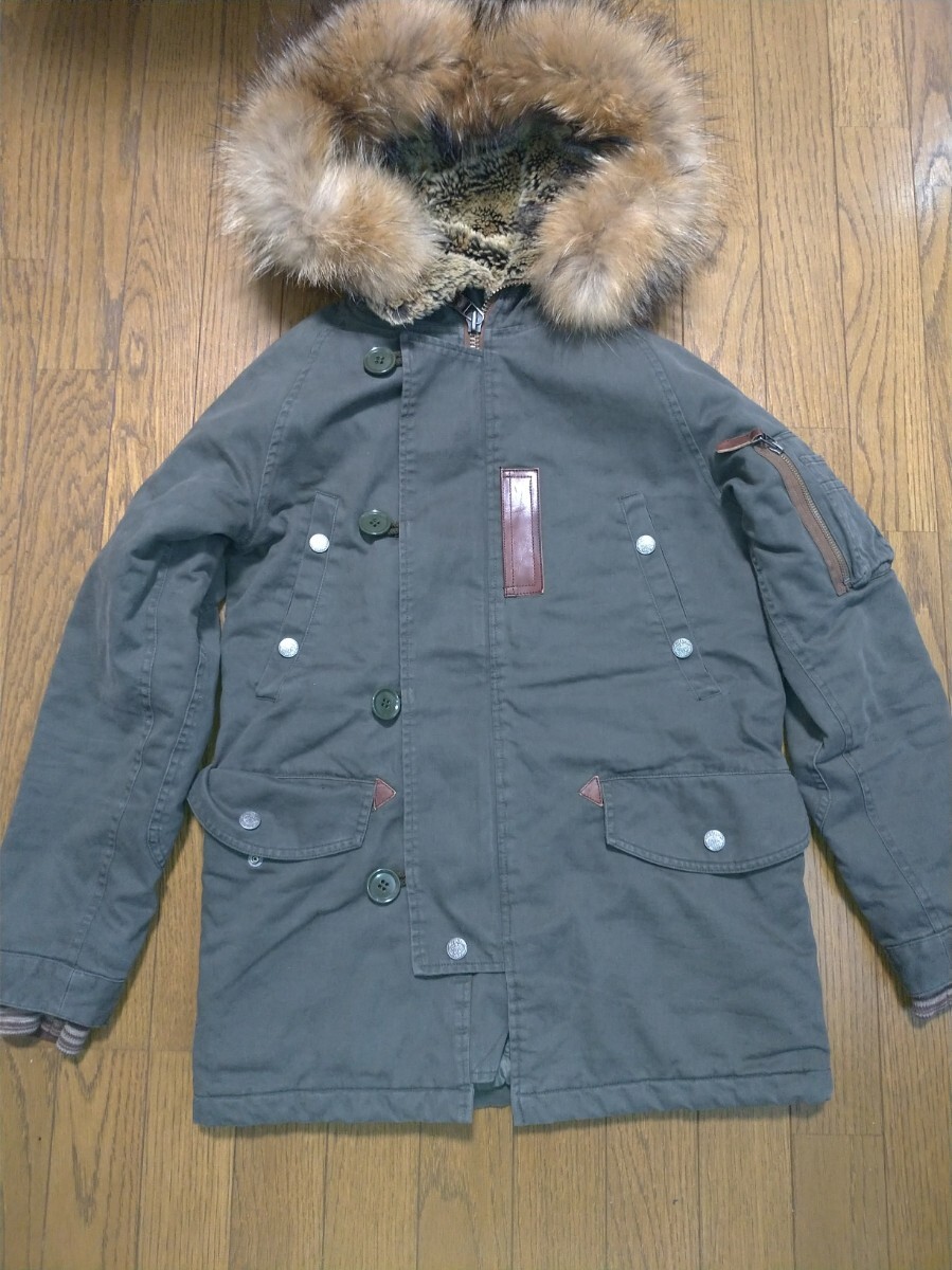 希少★AGITATOR アジテーター N3B ミリタリーコート モッズパーカー リアルファー 中綿 防寒 冬季 メンズM拍卖