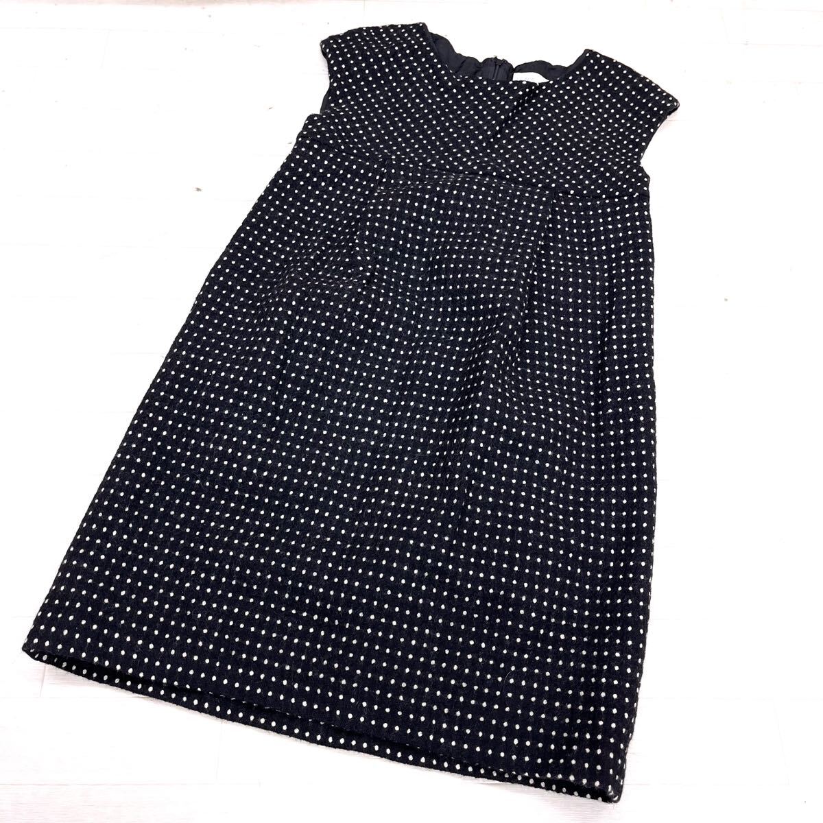 1642◎ 日本製 IENA イエナ トップス エンパイア ノースリーブ ワンピース ミニ丈 ドッド カジュアル ブラック レディース拍卖