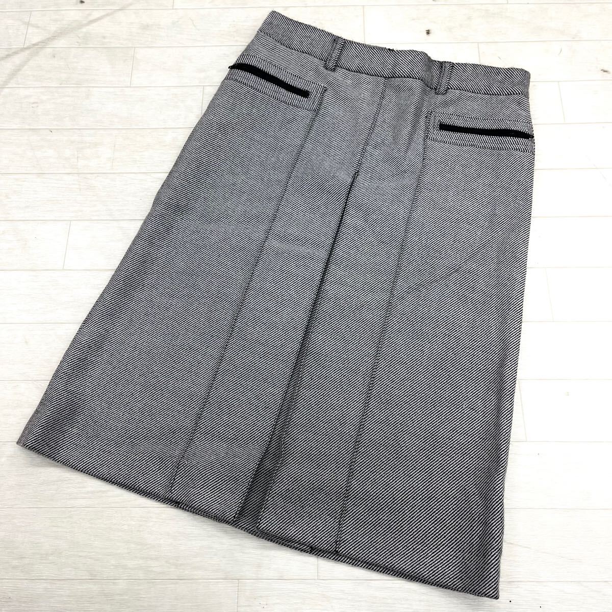 1645◎ 日本製 theory セオリー パンツ ボトムス Aライン 台形 スカート ミディ 膝丈 無地 カジュアル グレー レディース0拍卖