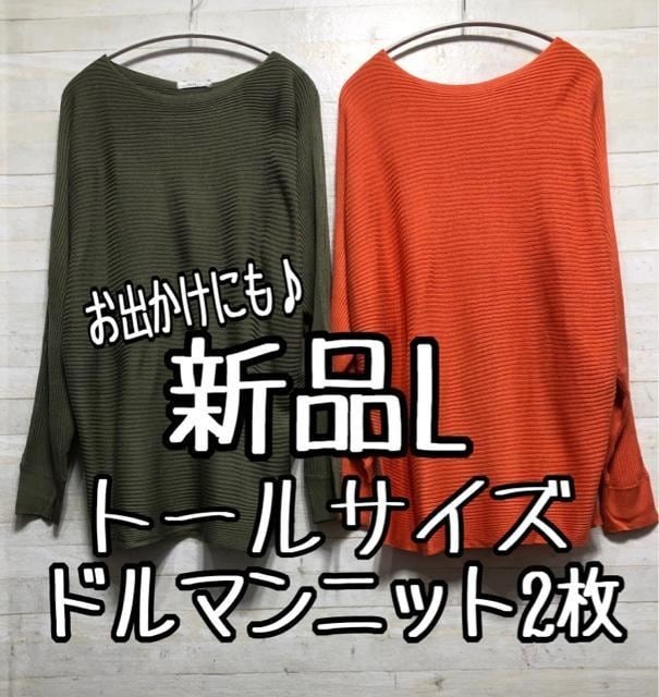 新品☆Lトール♪ドルマンおしゃれな薄手ニット2枚〇B819拍卖