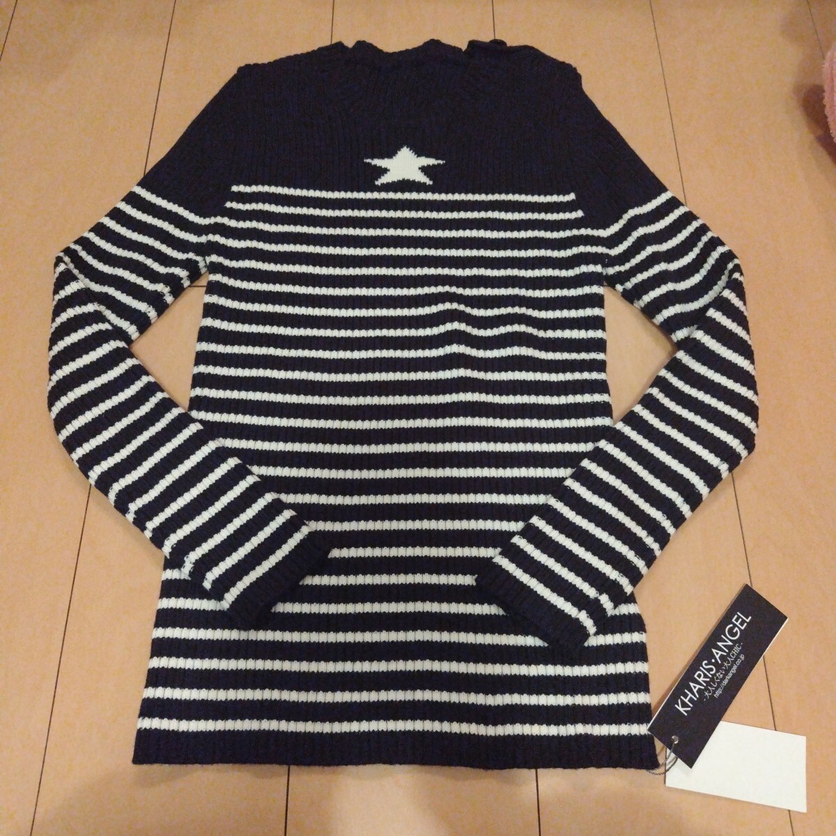 ニット リブニット ストレッチ 秋冬 ボーダー ダークエンジェル カリスエンジェル 美ゆる 秋冬 黒 白  セーター  トップス拍卖